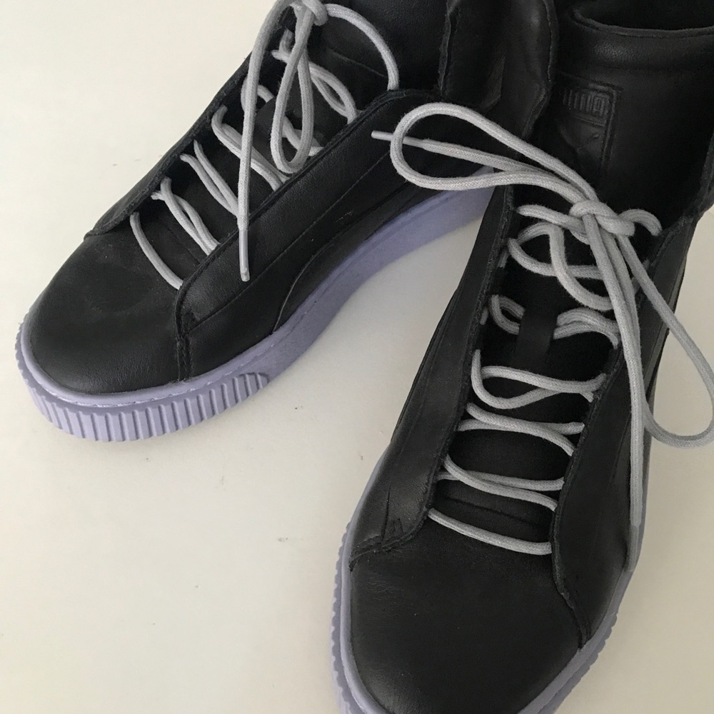 Womens Black Leather Puma Hightops